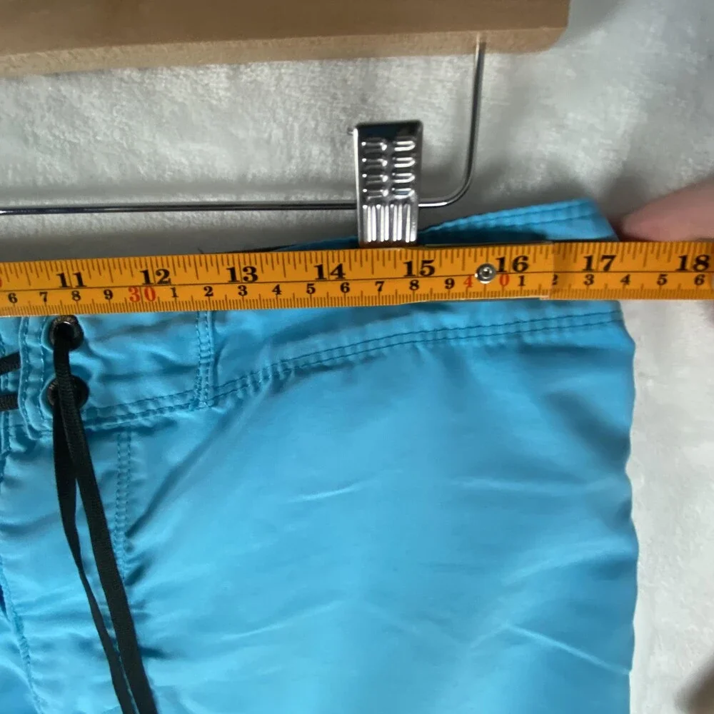 Hurley Shorts Mens 32 Blue Solid Boardshorts Swim Trunks Drawstring Back Pocket